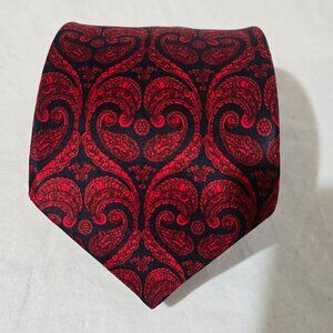 Lavin Paris Made in France 100% Silk Necktie - Red Blue Pasiley